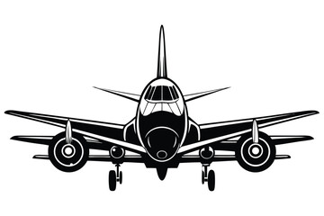 Fototapeta premium aircraft silhouette line art vector illustration