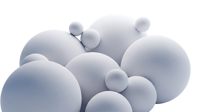 Abstract composition of smooth, white spheres against a light background - Powered by Adobe
