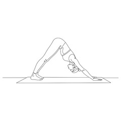 Minimalist Line Art of Downward-Facing Dog Yoga Pose