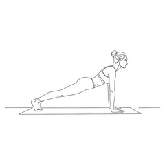 Woman Performing Plank Pose on Yoga Mat