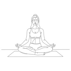 Peaceful Meditation in Lotus Position Line Art
