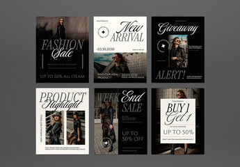 Black And White Minimalist Fashion Sale Instagram Set