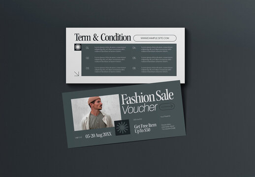 Blue and White Minimalist Fashion Voucher