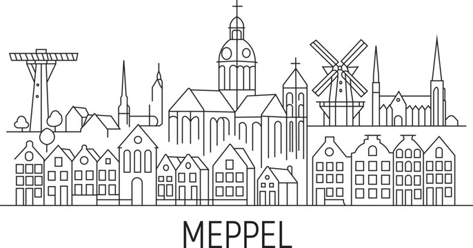 Meppel City Line Draw Simple Minimalist