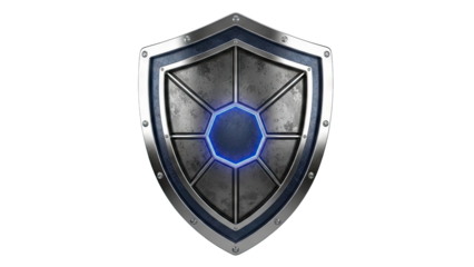 Fantasy Shield with Glowing Blue Hexagonal Center