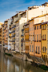 Old buildings by the Arno river in Florence, Italy.