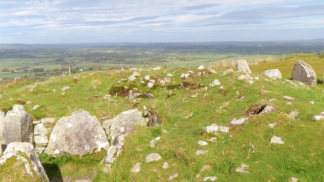 Ancient Tombs Of Loughcrew Near Oldcastle, County Meath, Ireland - Drone Shot