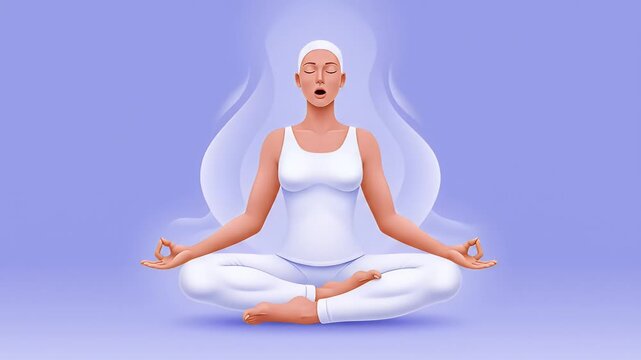 Floating Yoga Character in Lotus Position Mental Health Flat Design