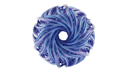Abstract Blue Swirl Sculpture with Central Hole