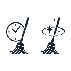 Clean up and tidy up. Time for cleaning and tidying up.Renewal, cleanliness, freshness. Set of vector linear icons illustration isolated on white background.