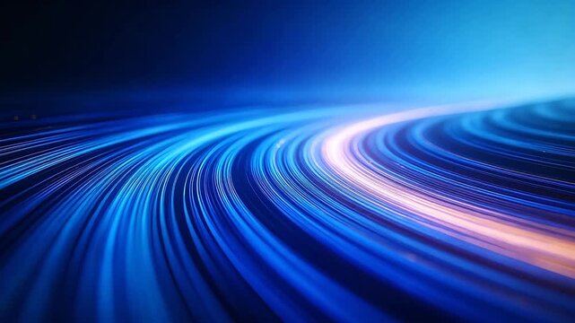 Abstract blue and purple light trails in deep perspective