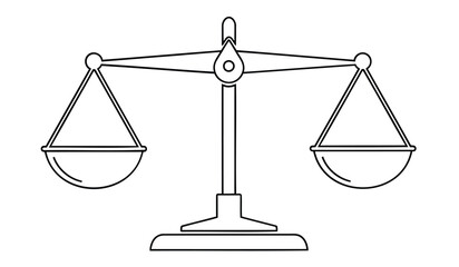 Balance scale with two empty bowls on a white background symbolizing fairness and equality