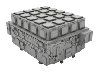 Industrial storage container factory model digital environment isolated on transparent background