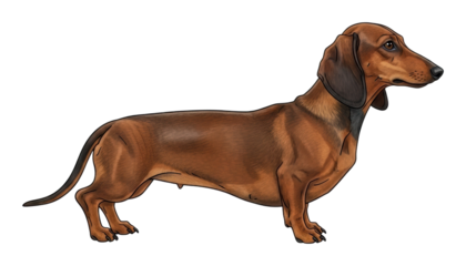 Playful dachshund dog in a vibrant isolated on transparent background