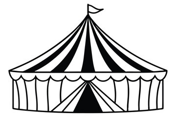 circus tent set silhouette line art vector illustration