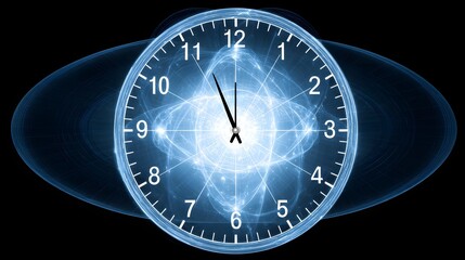 artwork featuring time and focus represented by layered luminous forms