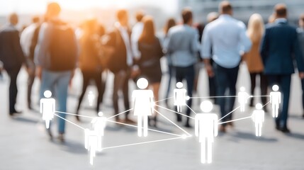 future illustration showing professionals connected through flowing digital light trails