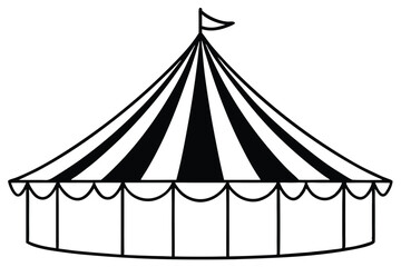 circus tent set silhouette line art vector illustration