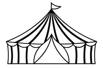 circus tent set silhouette line art vector illustration