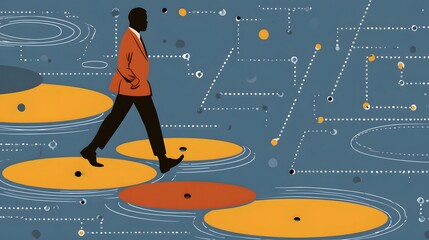 mindset scene blending calm human presence with energetic digital motion