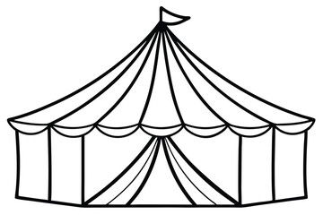 circus tent set silhouette line art vector illustration