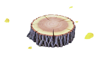 Tree Stump with Autumn Leaves