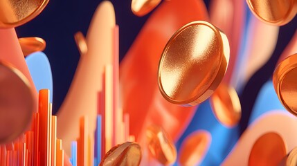 visualization using floating geometric shapes and soft futuristic gradients