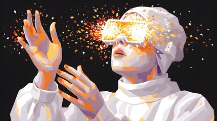 mindset scene blending calm human presence with energetic digital motion