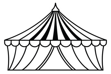 circus tent set silhouette line art vector illustration