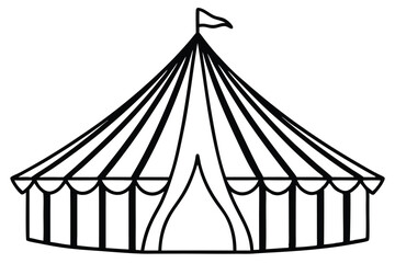 circus tent set silhouette line art vector illustration