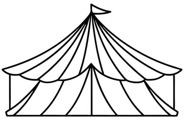 circus tent set silhouette line art vector illustration