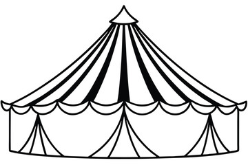 circus tent set silhouette line art vector illustration