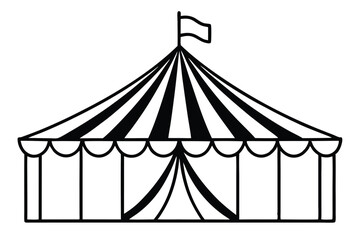 circus tent set silhouette line art vector illustration