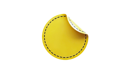 Yellow circular sticker with dashed perforation