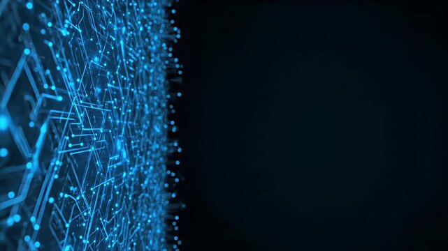 Matrix Style Digital Binary Code Rain Side Copy Space