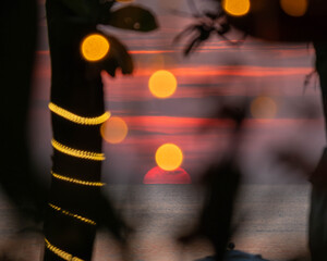Golden Hour Tropical Sunset Bokeh and Palm Tree Lights