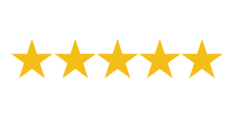 Five stars icon Vector. Five stars customer product rating review flat icon for apps and websites.
