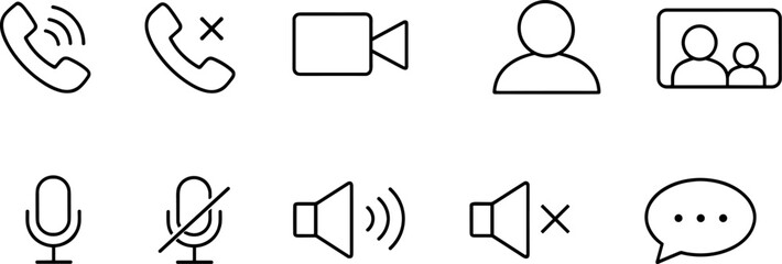Social media reaction and interaction icons set. Like, comment, share, notification and user engagement outline symbols