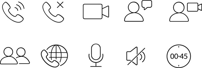 Social media reaction and interaction icons set. Like, comment, share, notification and user engagement outline symbols