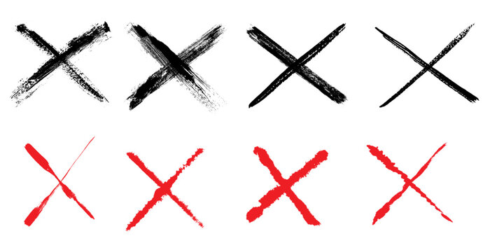 set of Hand drawn x marks. Set of grunge x sign. x cross.