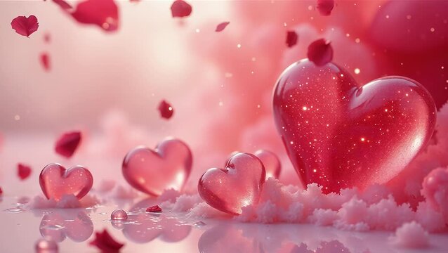 Sparkling Pink Hearts with Soft Background for Romantic Themes