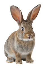 Fototapeta premium Playful rabbit sitting on wildlife isolated on transparent background