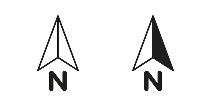 North icons. Outline icons vector collection. flat illustrations