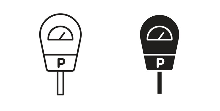 Parking meter icons. Outline icons vector collection. flat illustrations