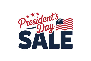 President's Day Sale Text with American Flag and Stars