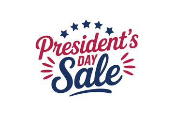 President's Day Sale Text with Stars and Red Blue Colors