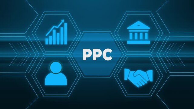 Business, Technology, Internet and network concept. PPC Pay per click payment. Technology digital marketing.