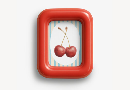 Retro Cherry Art Frame Mockup PSD