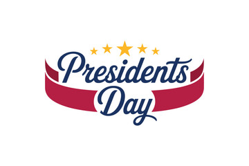 Presidents Day Text with Stars and Ribbon