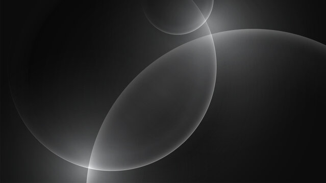 Glass abstract overlapping circular gradient background design art clean. Black abstract background with glass circles design vector.